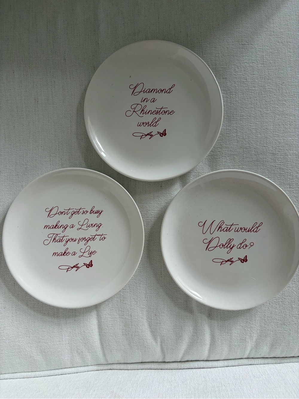 Dolly Parton plates dishes sayings quotes Dollyisms set of 3 porcelain 6 3/4”